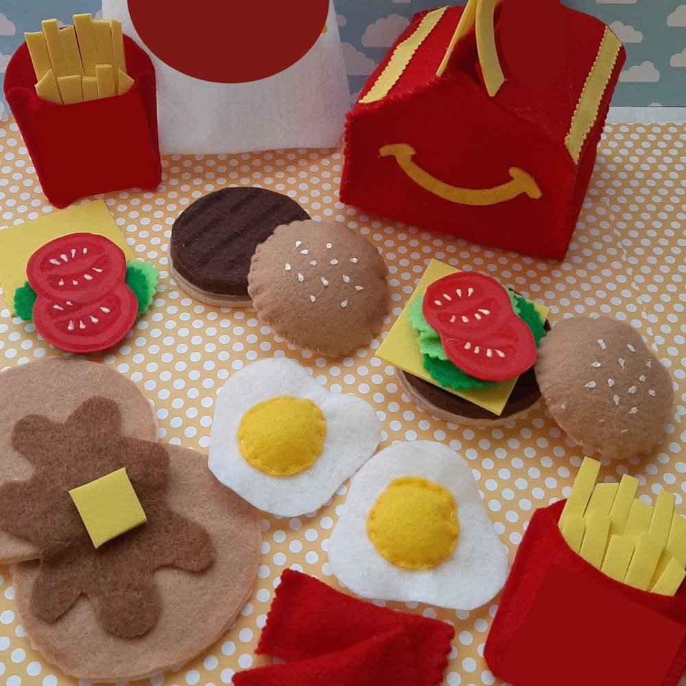 Pretend foam Felt Fast food kids playset